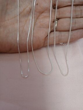 3 piece Sterling Silver Layered Necklace Set - Silver